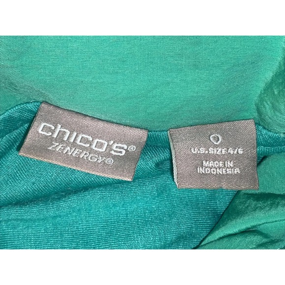 Chicos Zenergy Full Zip Jacket Size 0 (4/6) Green Zipper Pockets Casual Lined - Picture 3 of 9